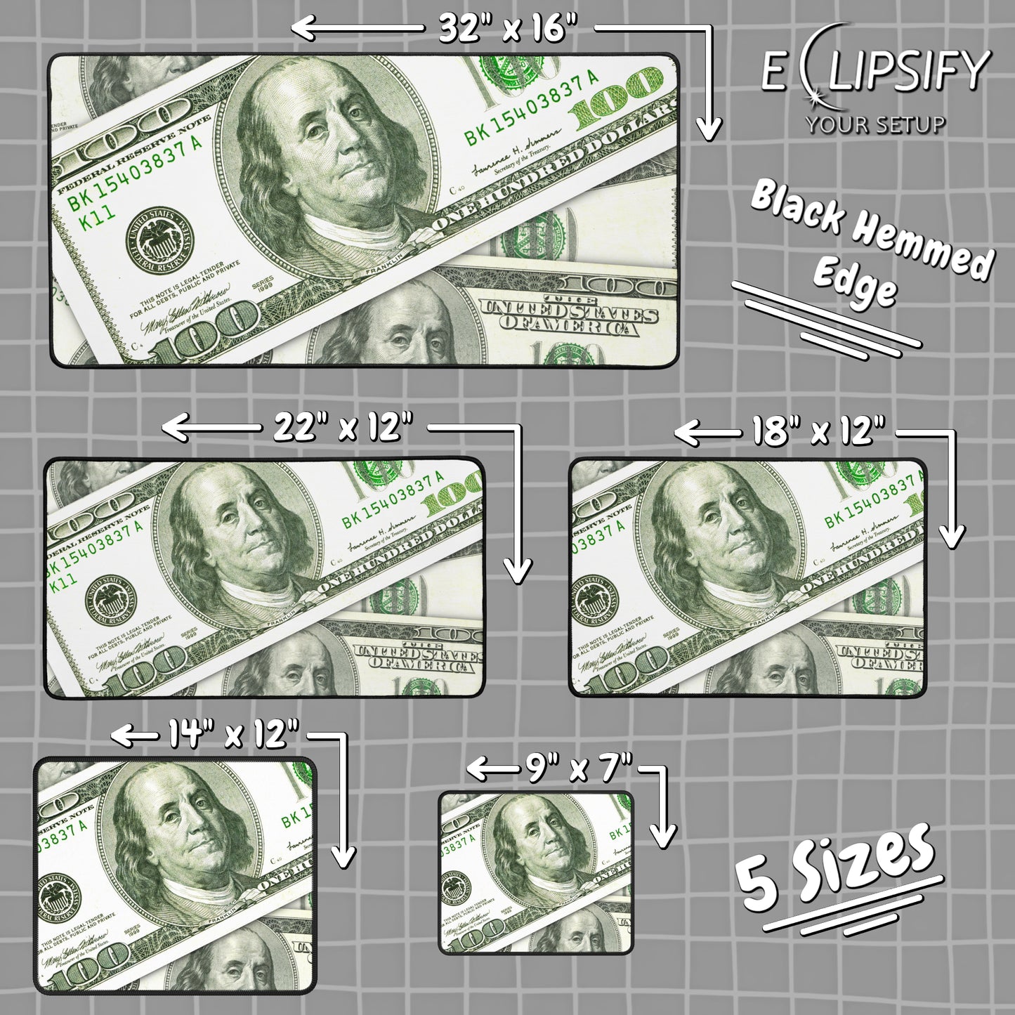 A Hundred Dollars: $100 Money Gaming Mouse Pad