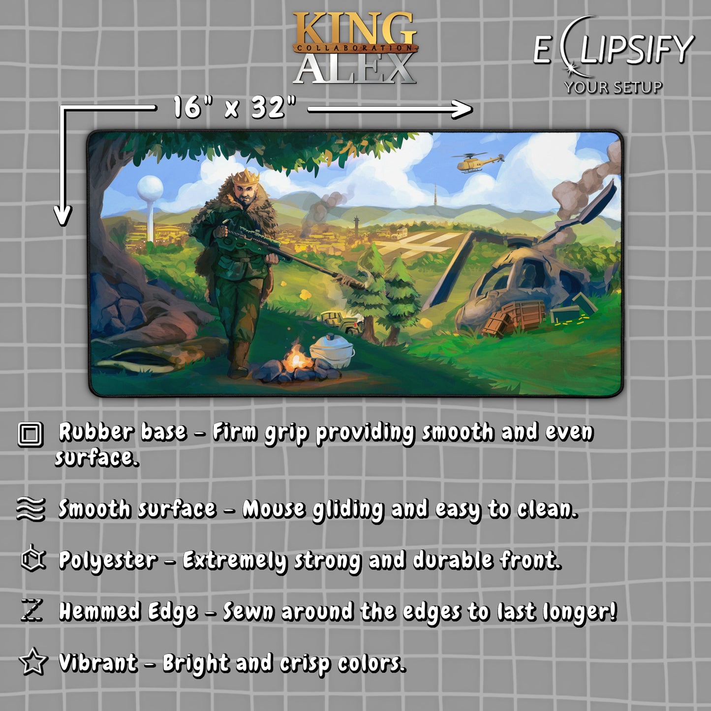 King Alex "Shooting Platform" Content Creator Collaboration Gaming Mouse Pad