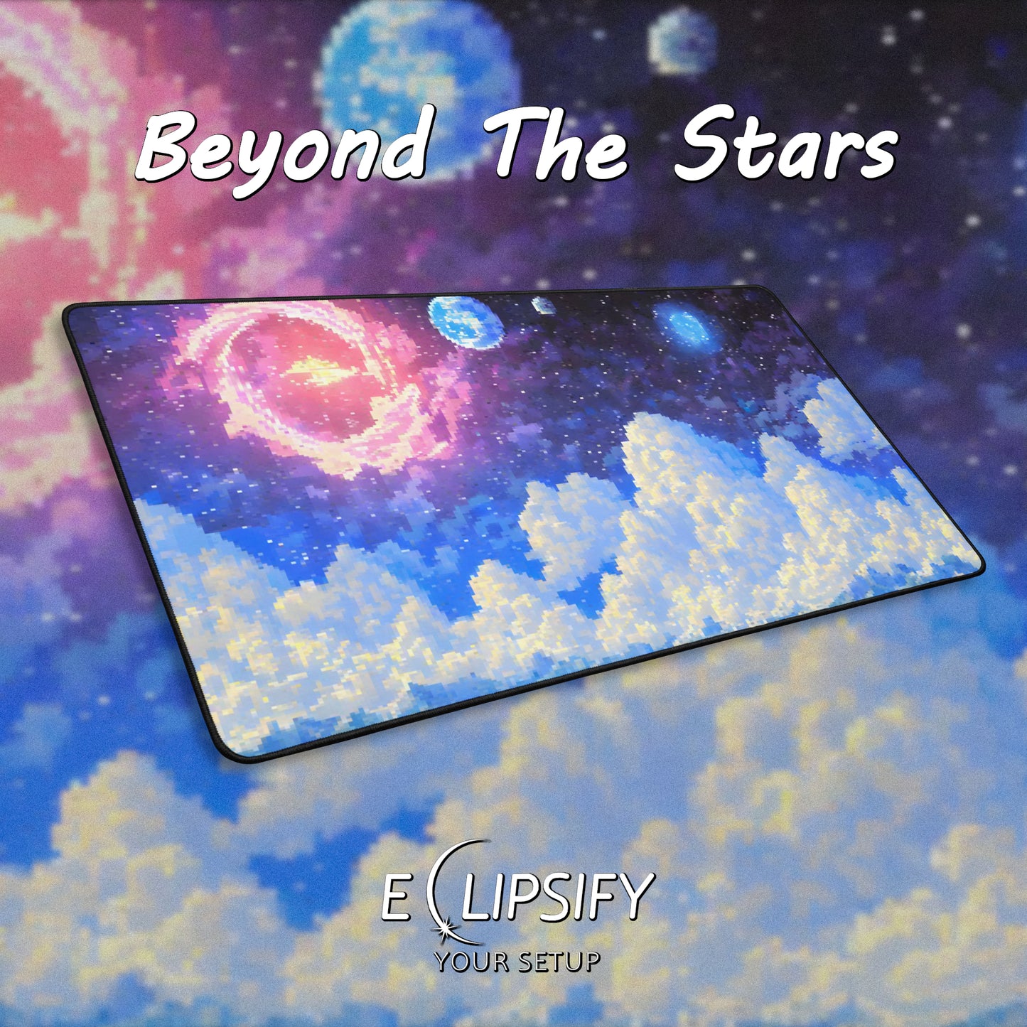 Beyond The Stars: Pixel Art Galaxy Gaming Mouse Pad