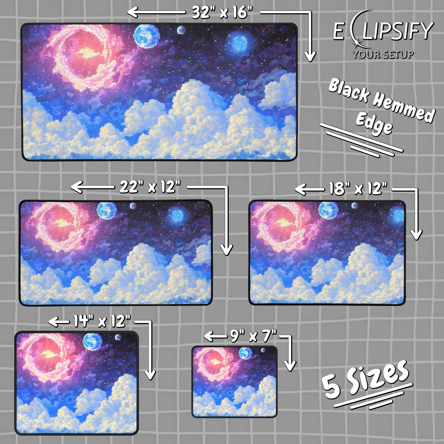 Beyond The Stars: Pixel Art Galaxy Gaming Mouse Pad