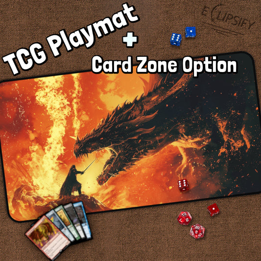 Sword Against Flame: Warrior Vs Dragon TCG Playmat