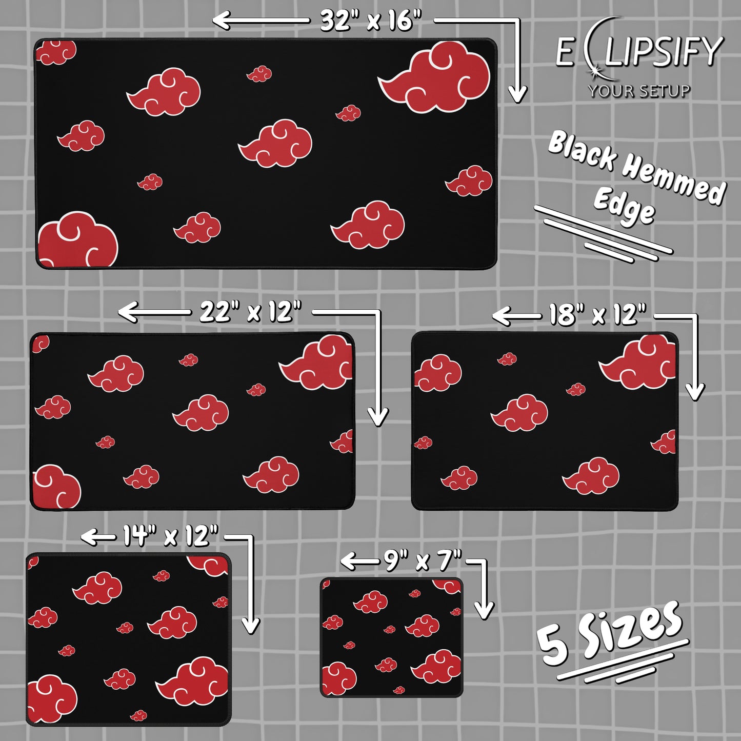 Shadow Ninjas: Red Clouds Gaming Mouse Pad
