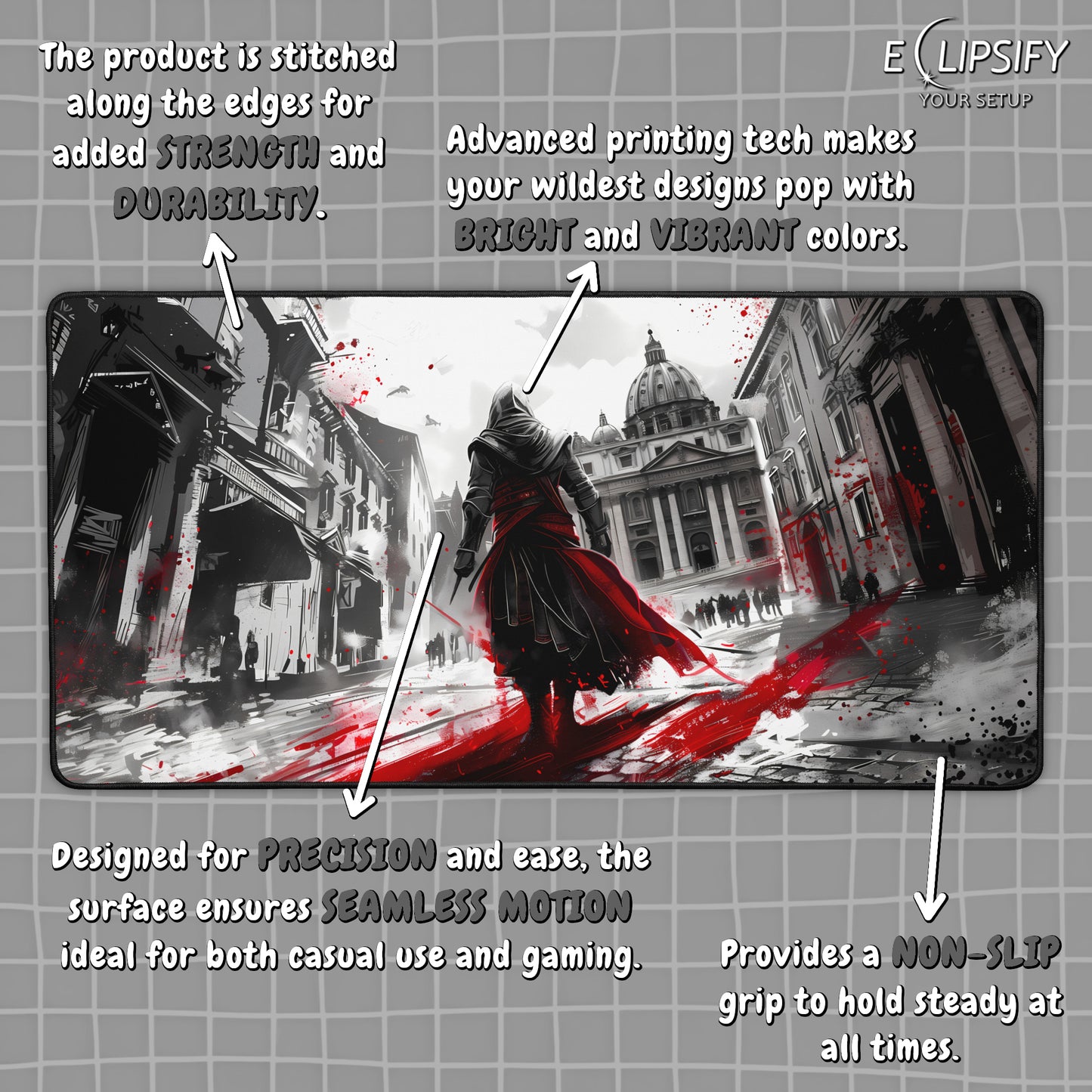 Shadows of Deception: Assassin Gaming Mouse Pad
