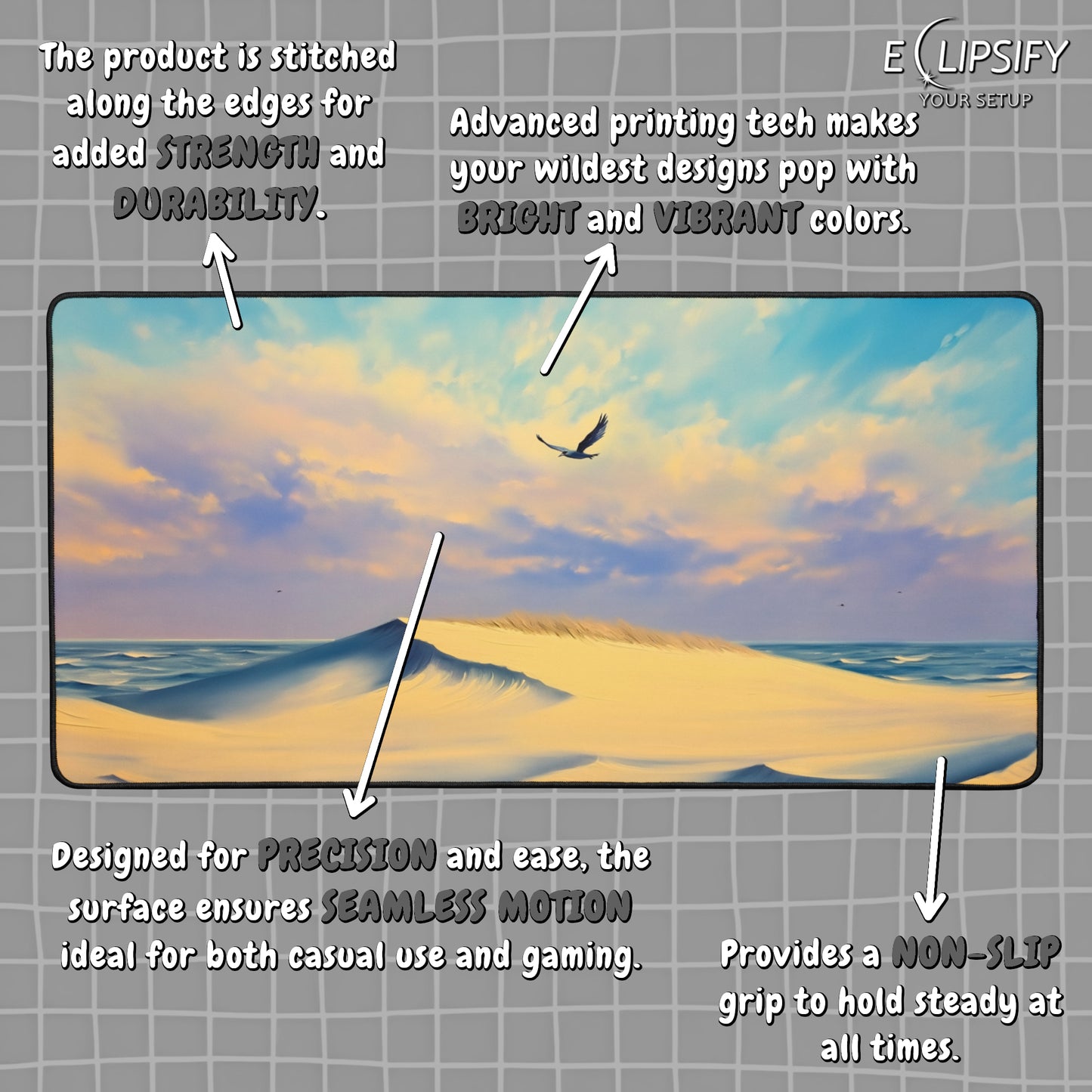 Flight Over Serenity: Bird Desert Art Gaming Mouse Pad