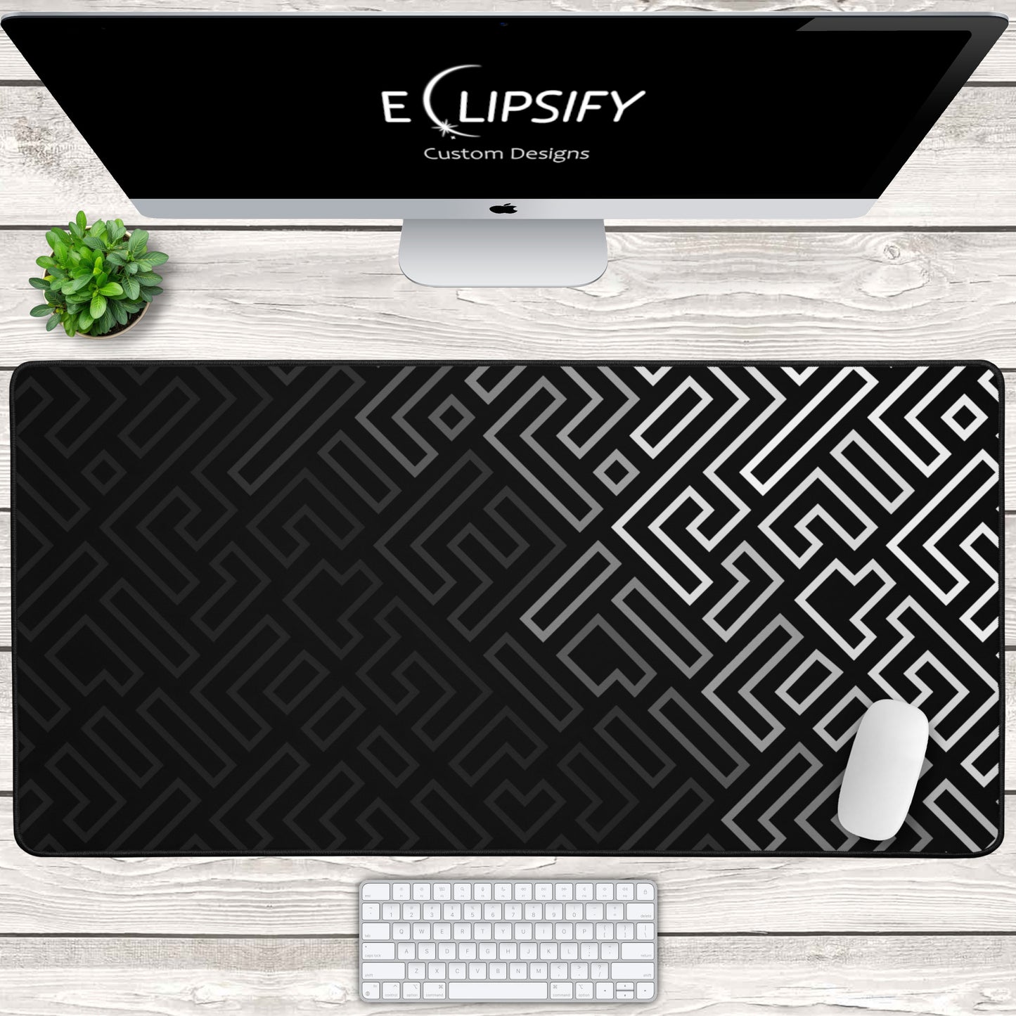 Minimalist Matrix: Black and White Abstract Pattern Mouse Pad