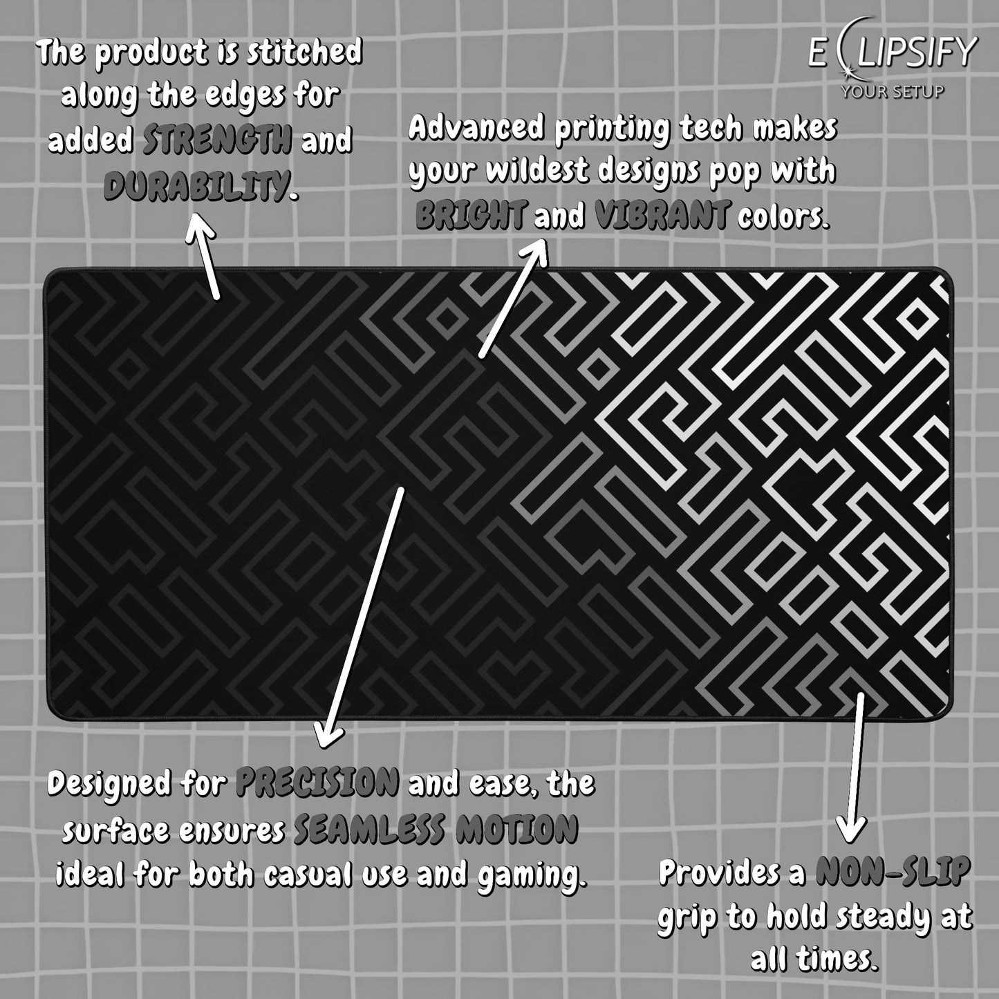 Minimalist Matrix: Black and White Abstract Pattern Mouse Pad