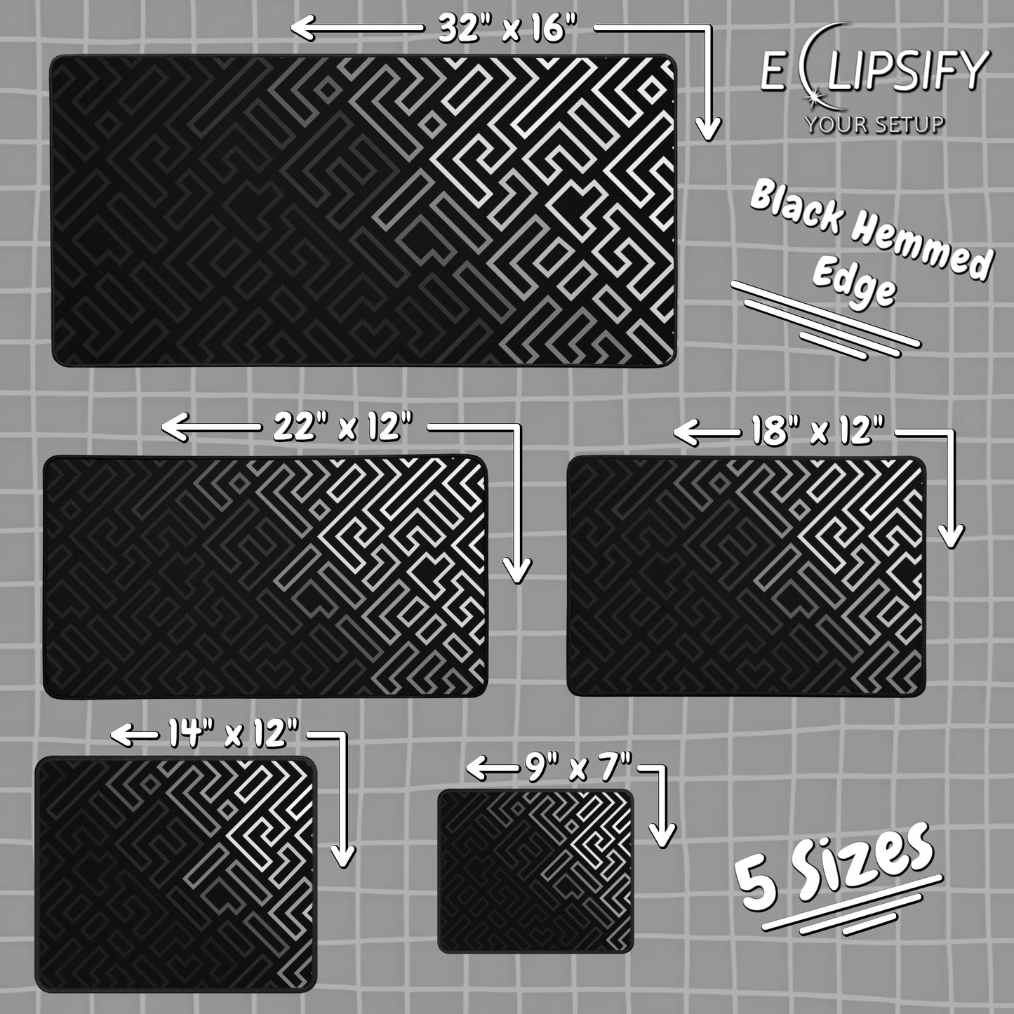 Minimalist Matrix: Black and White Abstract Pattern Mouse Pad