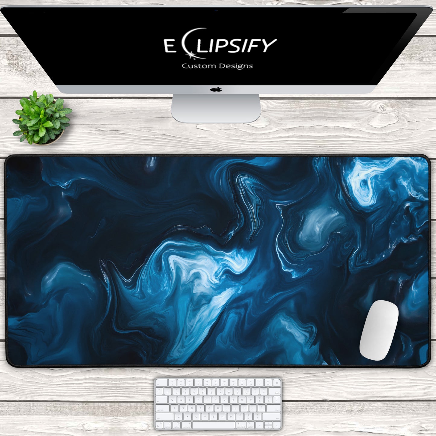 Mystic Mirage: Blue Marble Minimalist Mouse Pad