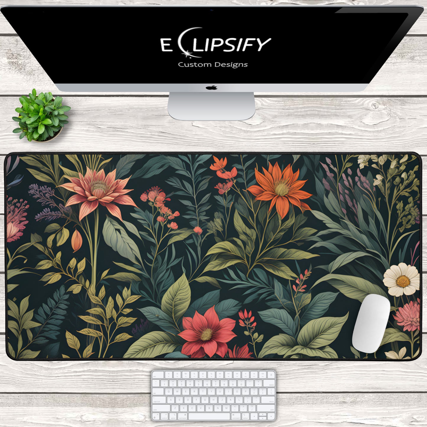 Botanical Harmony: Flower Floral Mouse Pad