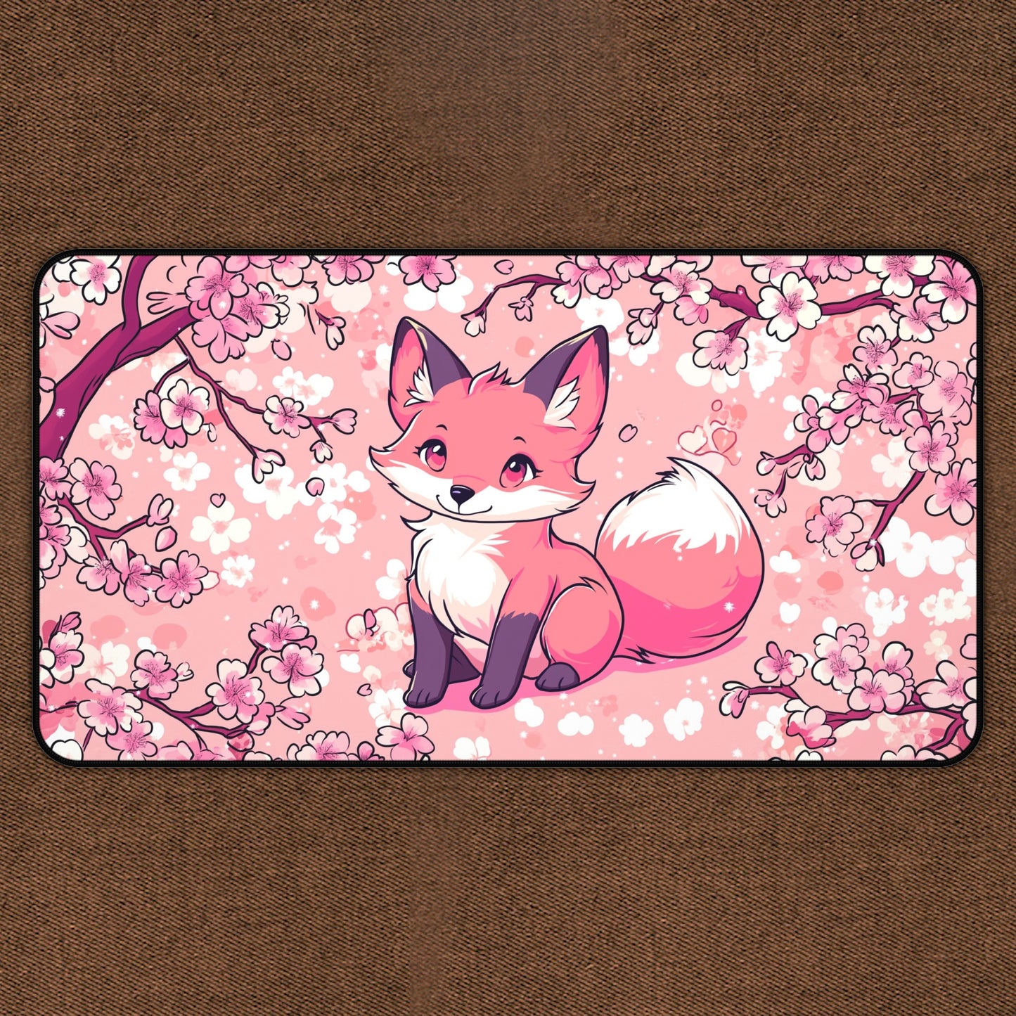 Paws And Petals: Cute Fox Cherry Blossom TCG Playmat