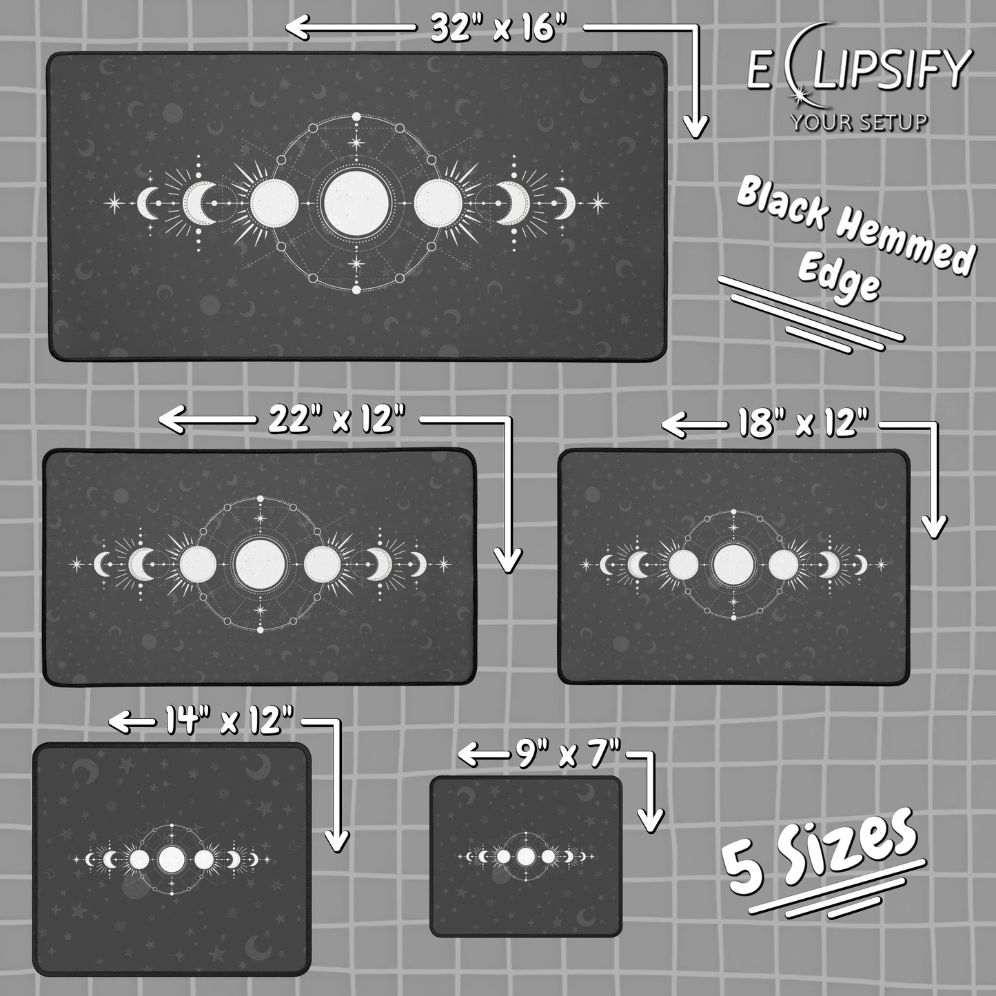 Celestial Phases: Moon Grey Mouse Pad