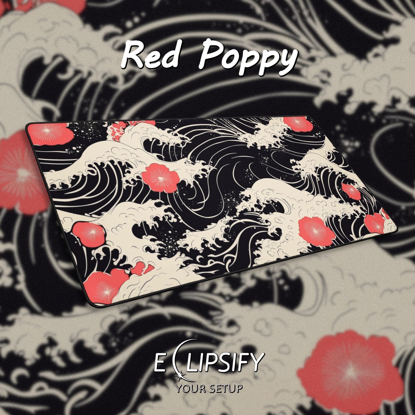Red Poppy: Great Wave Mouse Pad