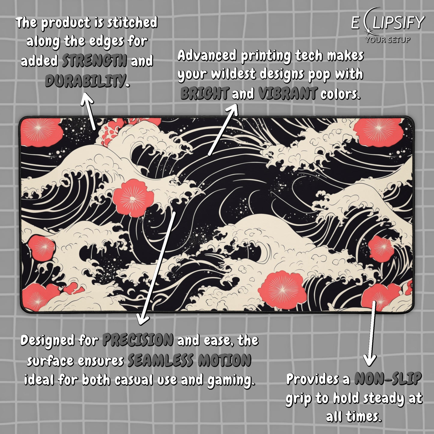 Red Poppy: Great Wave Mouse Pad