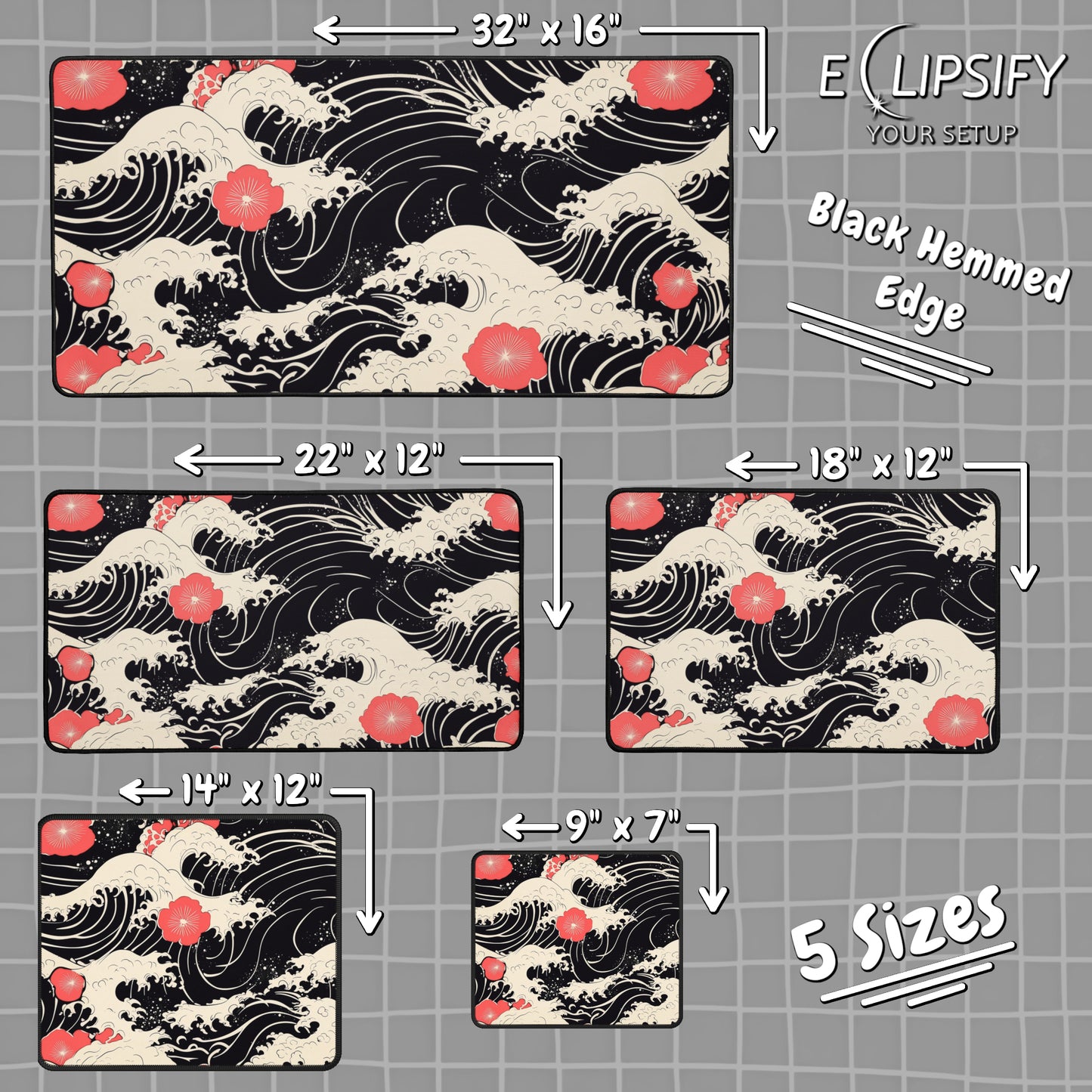 Red Poppy: Great Wave Mouse Pad