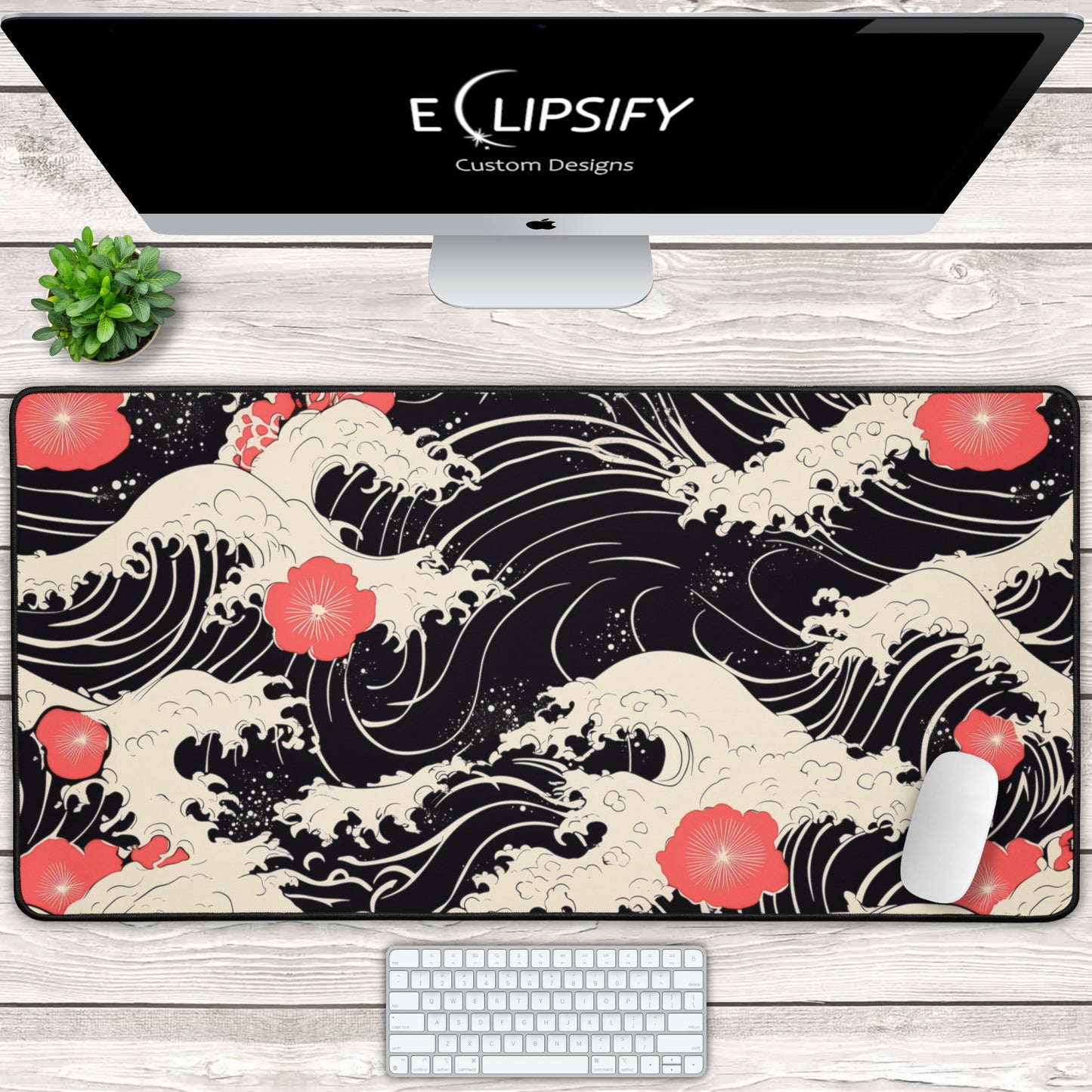 Red Poppy: Great Wave Mouse Pad