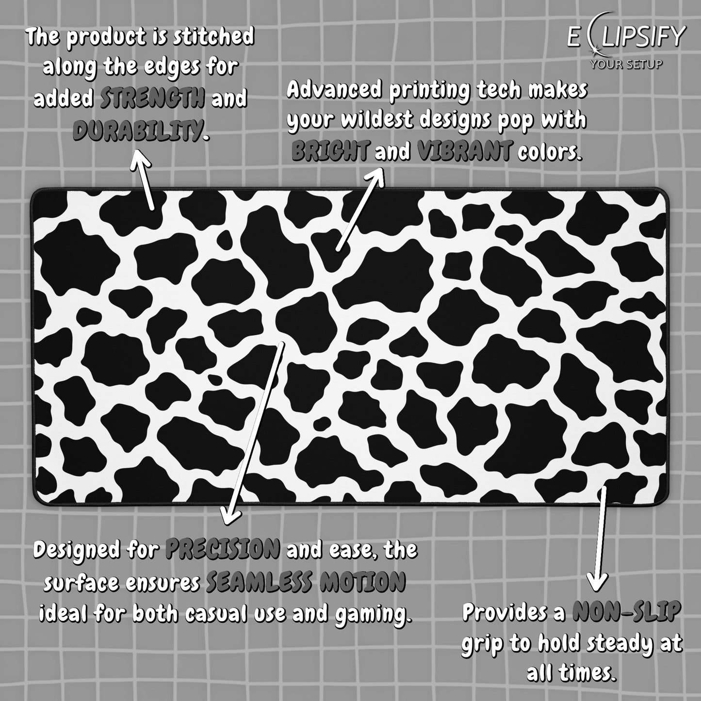 Minimal Moo: Black And White Pattern Minimalist Mouse Pad