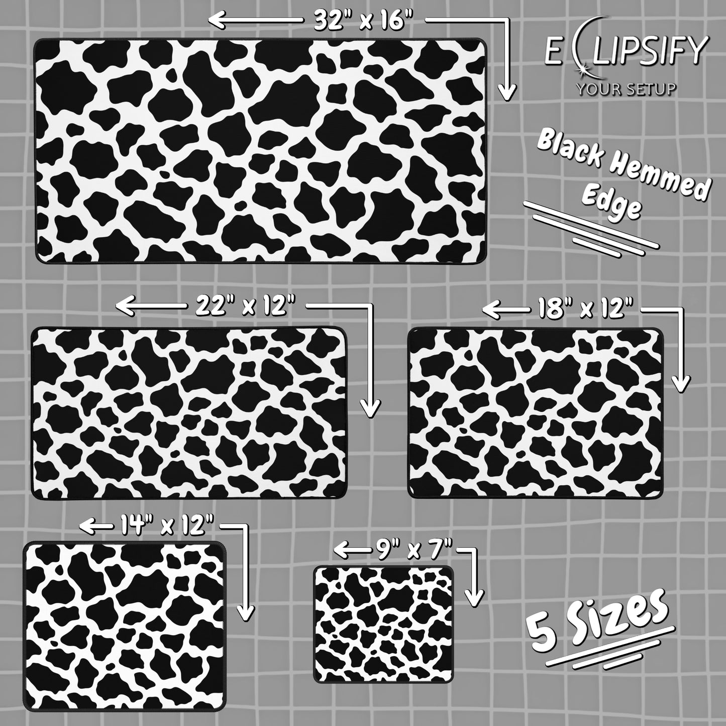Minimal Moo: Black And White Pattern Minimalist Mouse Pad
