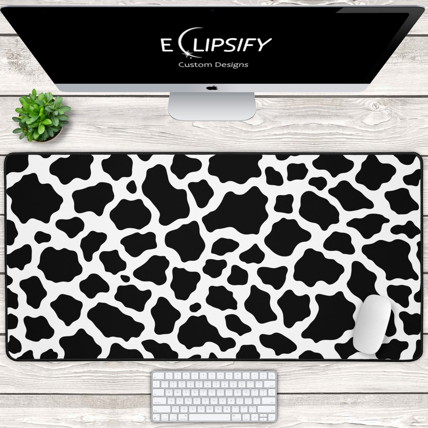 Minimal Moo: Black And White Pattern Minimalist Mouse Pad