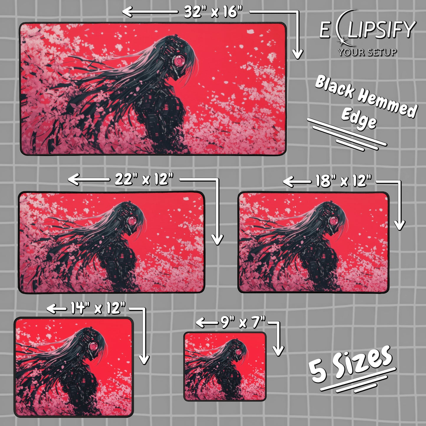 Neon Blossom: Cyberpunk Girl Gaming Mouse Pad