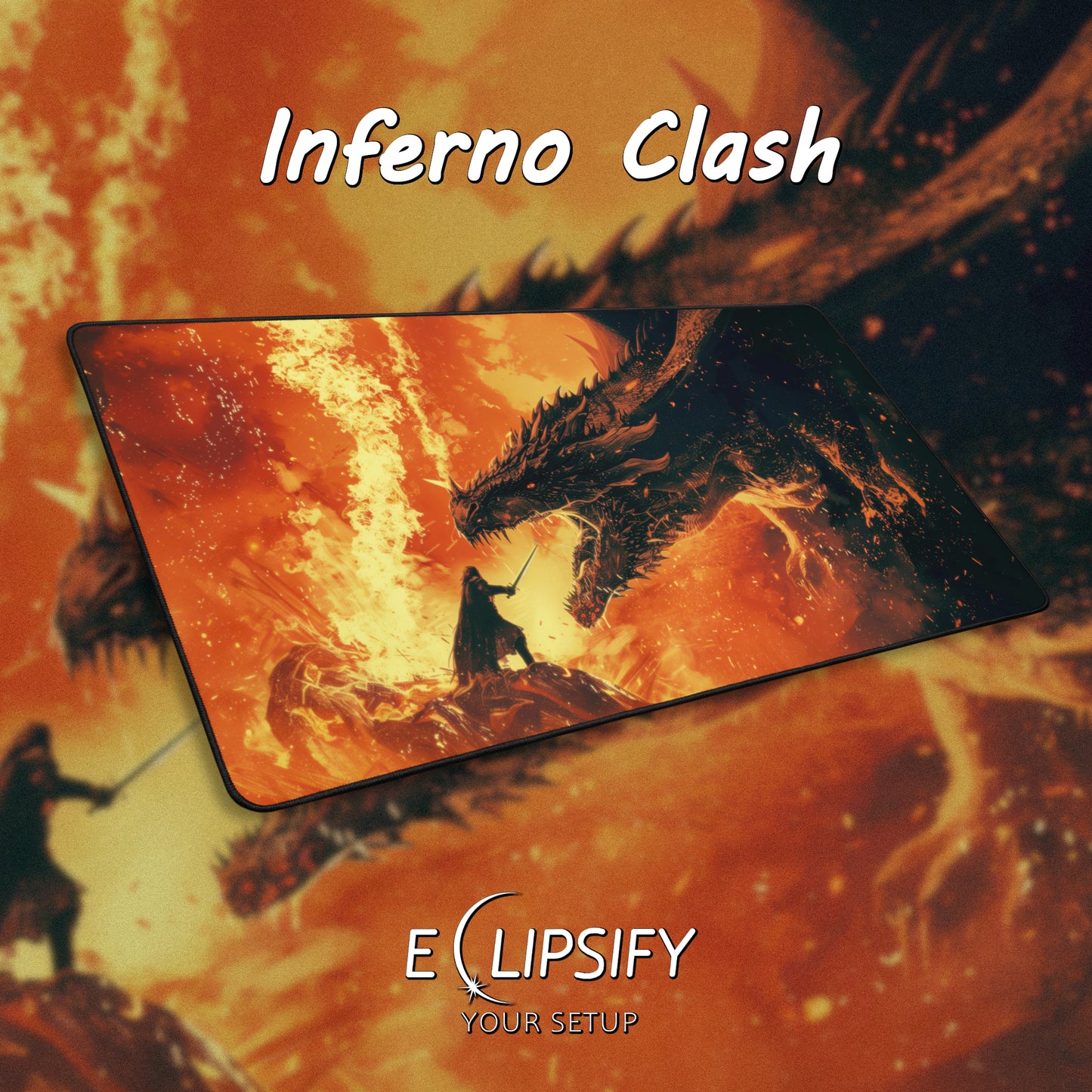 Inferno Clash: Warrior VS Dragon Gaming Mouse Pad