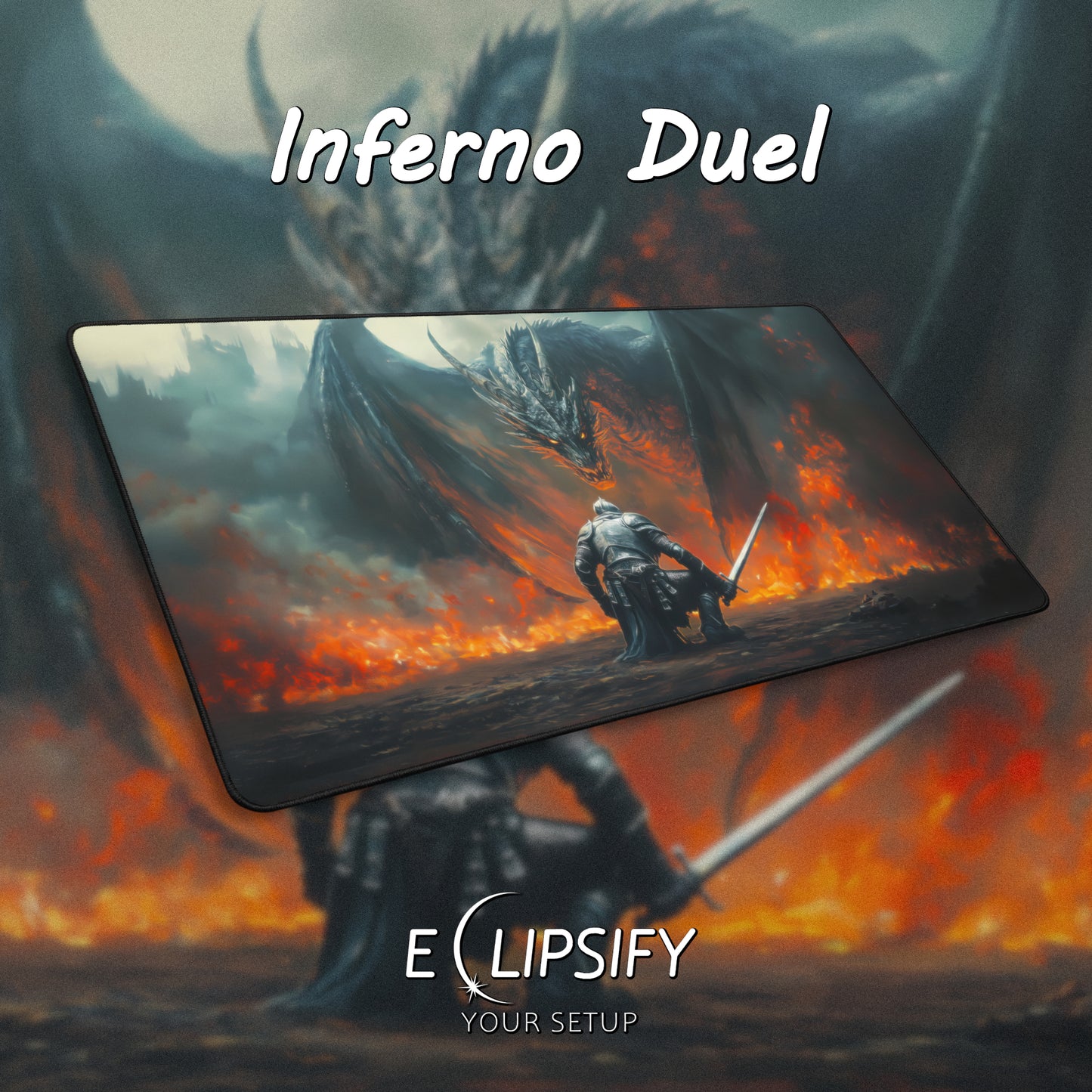 Inferno Duel: Dragon vs Knight Gaming Mouse Pad