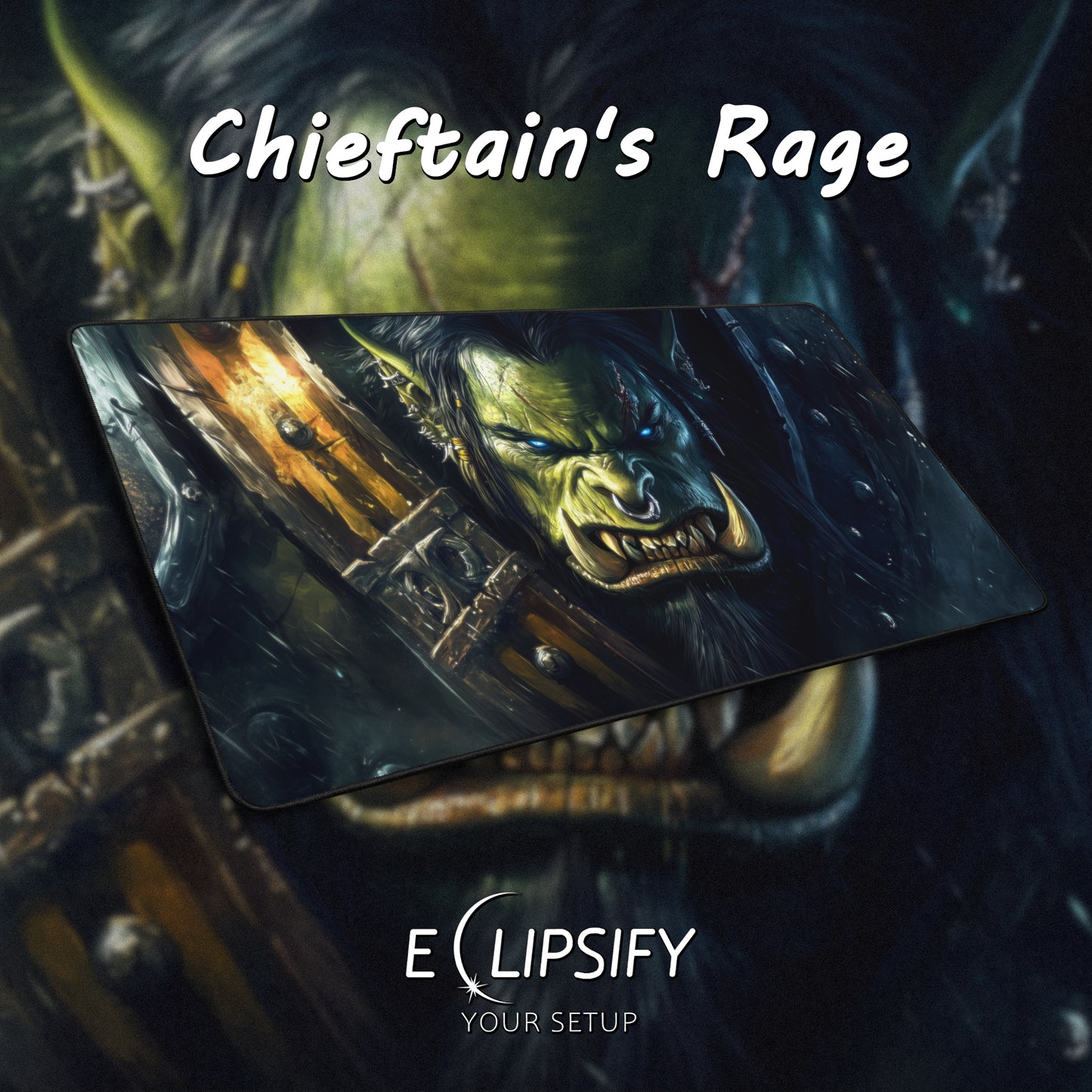 Chieftain's Rage: Green Orc Gaming Mouse Pad