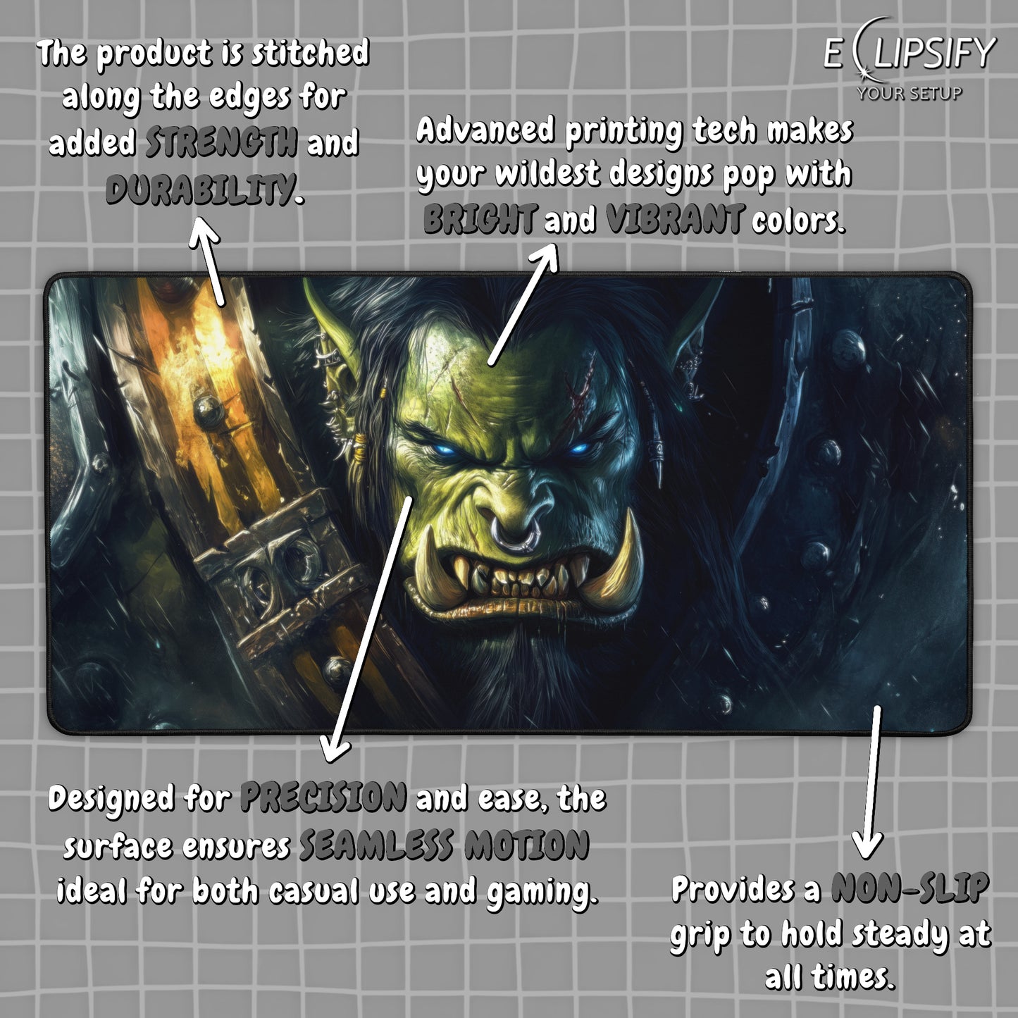 Chieftain's Rage: Green Orc Gaming Mouse Pad