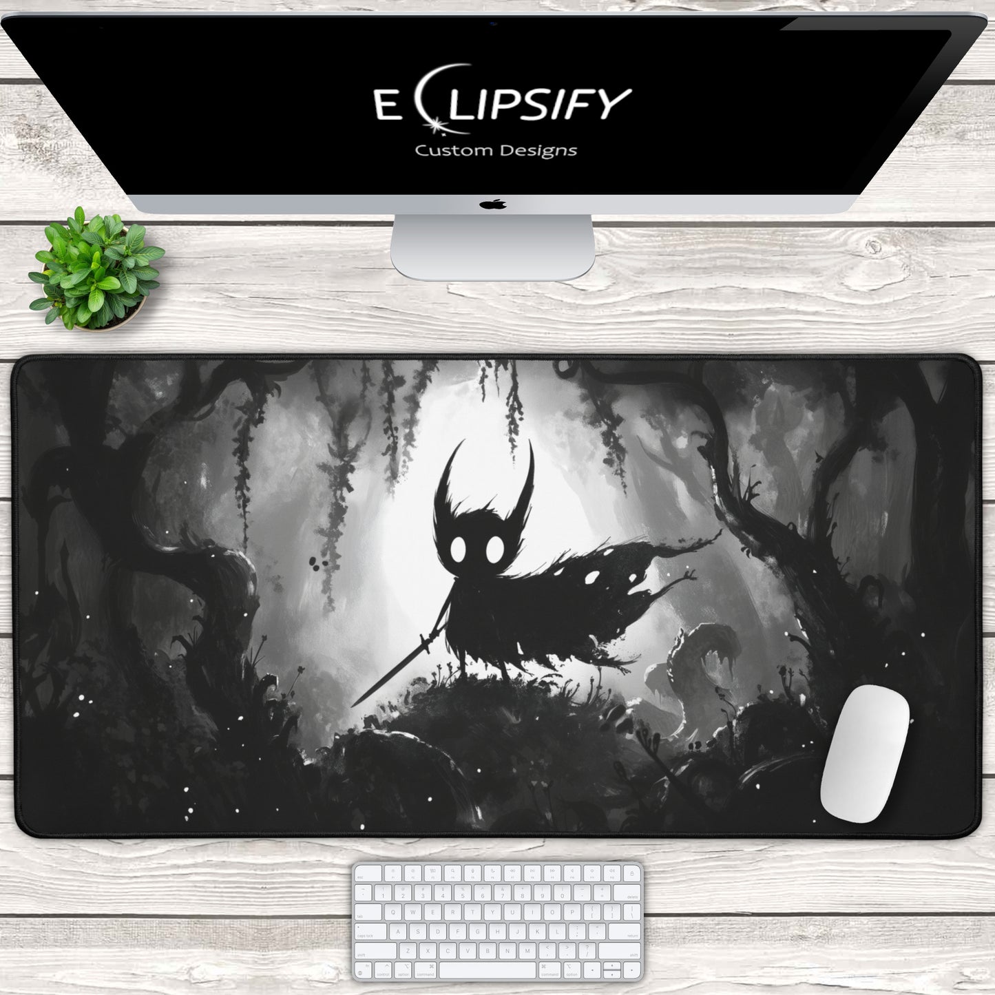 The Hollow Guardian: Mythical Knight Gaming Mouse Pad