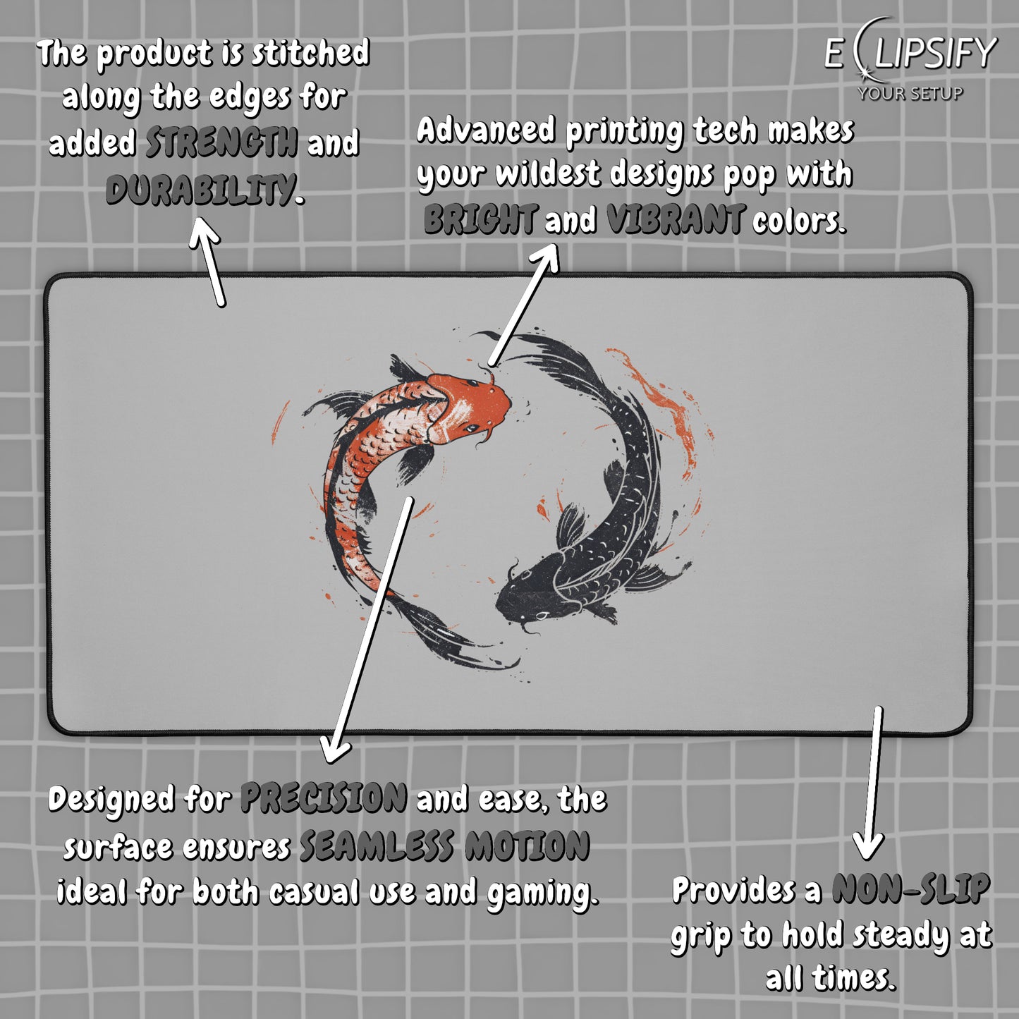 Koi Yin: Koi Fish Yin Yang Minimalist Mouse Pad