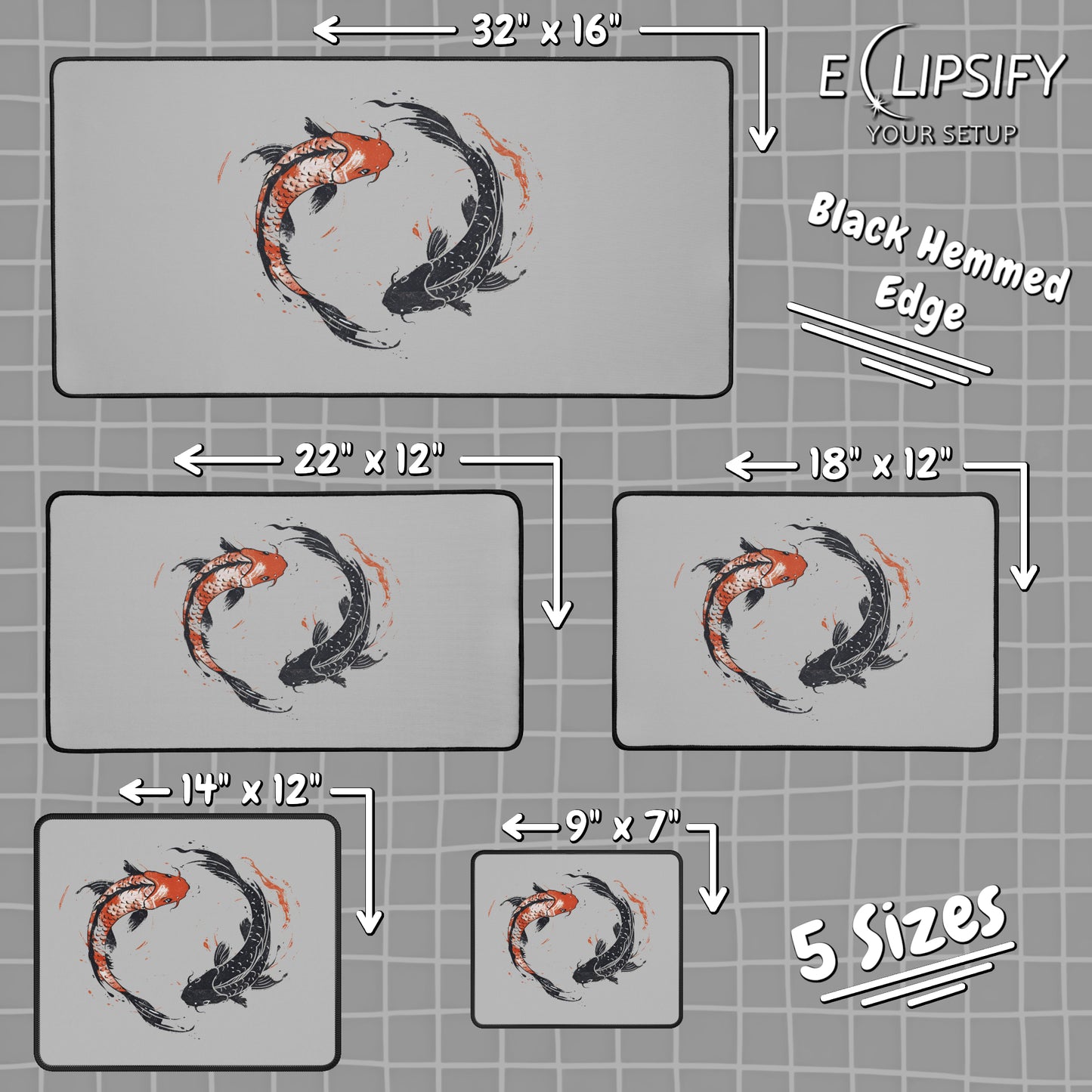 Koi Yin: Koi Fish Yin Yang Minimalist Mouse Pad