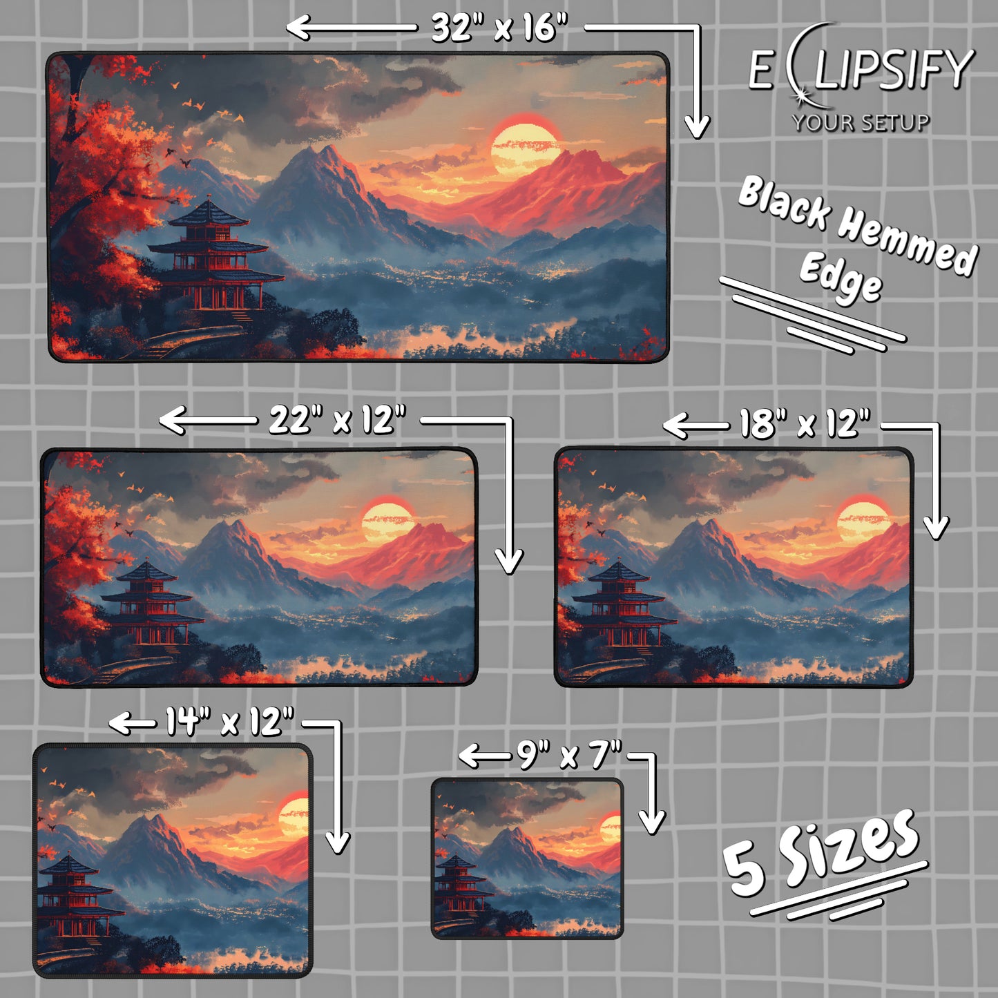 Sacred Zen: Japanese Pixel Art 8 Bit Landscape Gaming Mouse Pad