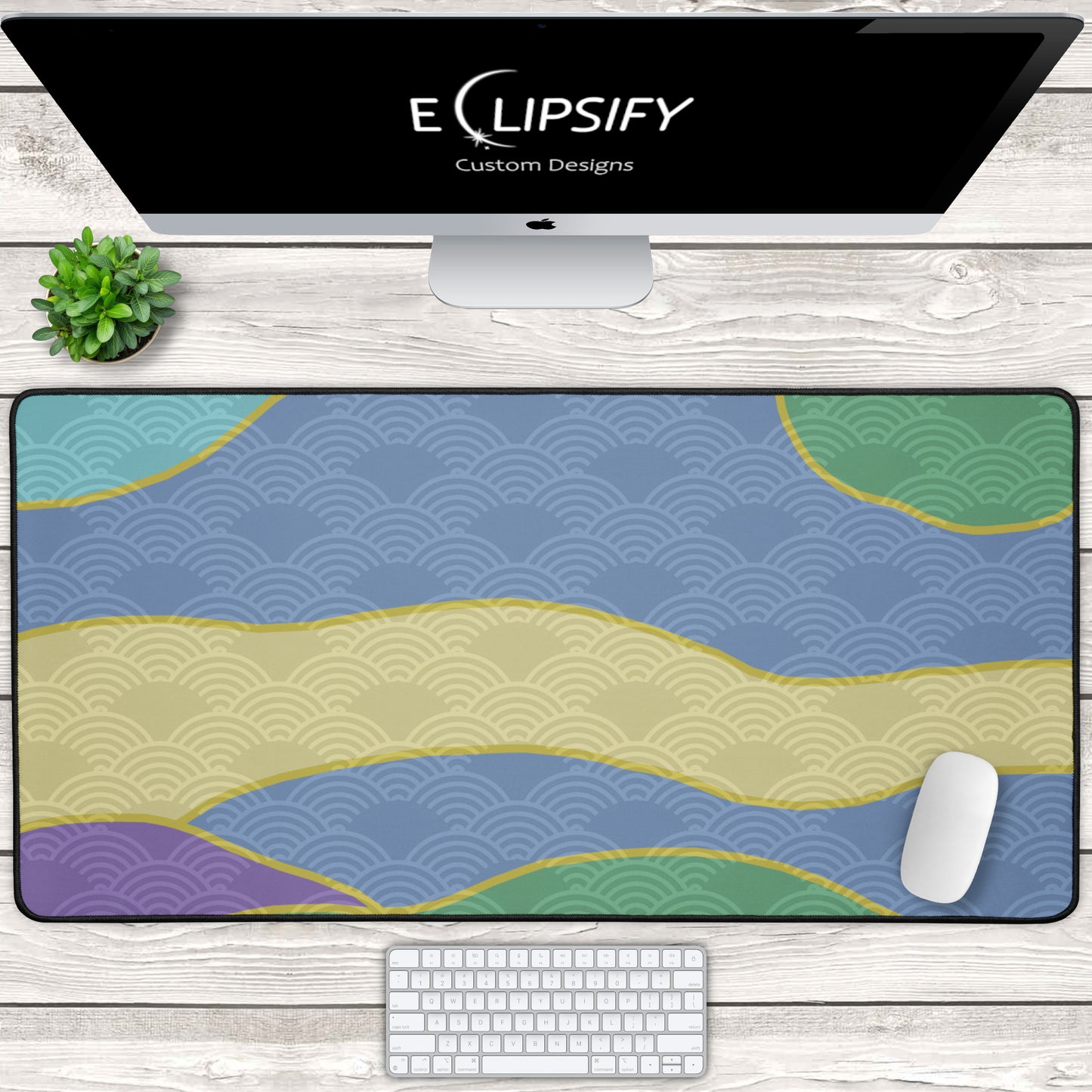 Japanese Waveform: Waves Minimalist Mouse Pad
