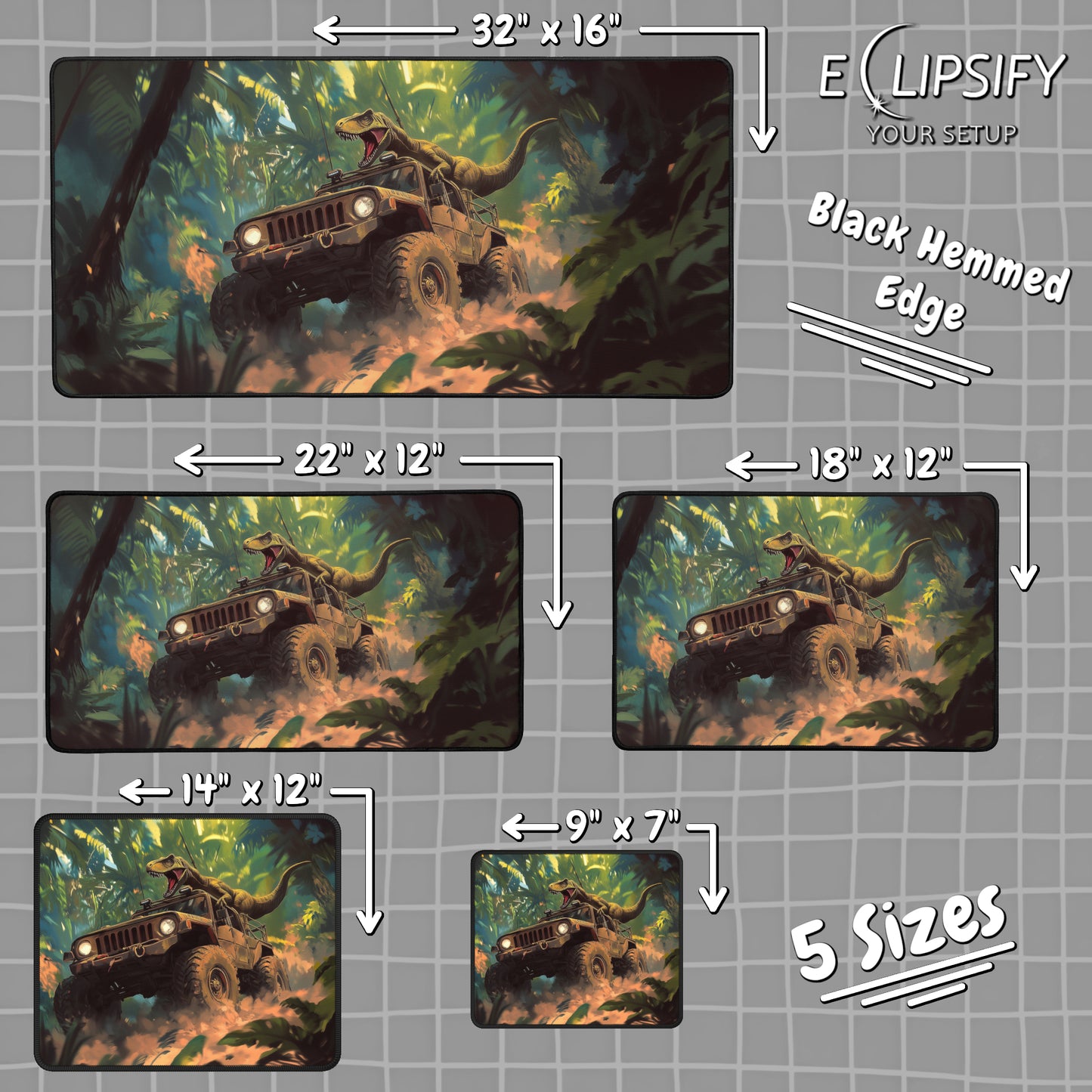 Jurassic Playground: Velociraptor Jeep Gaming Mouse Pad