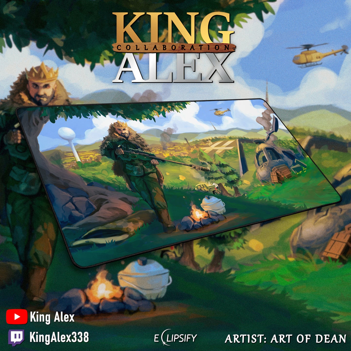 King Alex "Shooting Platform" Content Creator Collaboration Gaming Mouse Pad