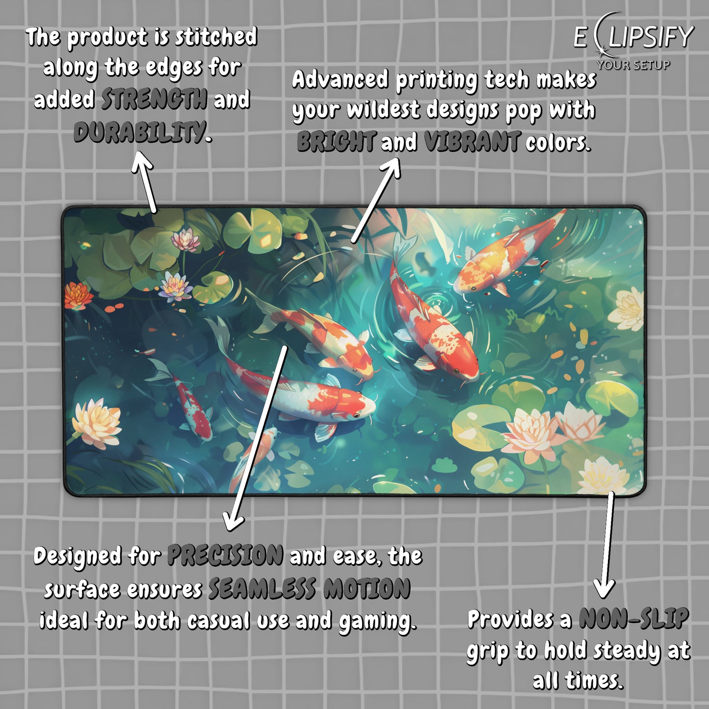 Petals & Fins: Koi Fish Gaming Mouse Pad
