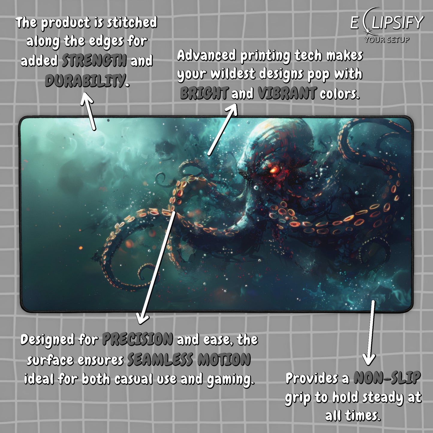 Depths Of Despair: Mythical Blue Kraken Gaming Mouse Pad