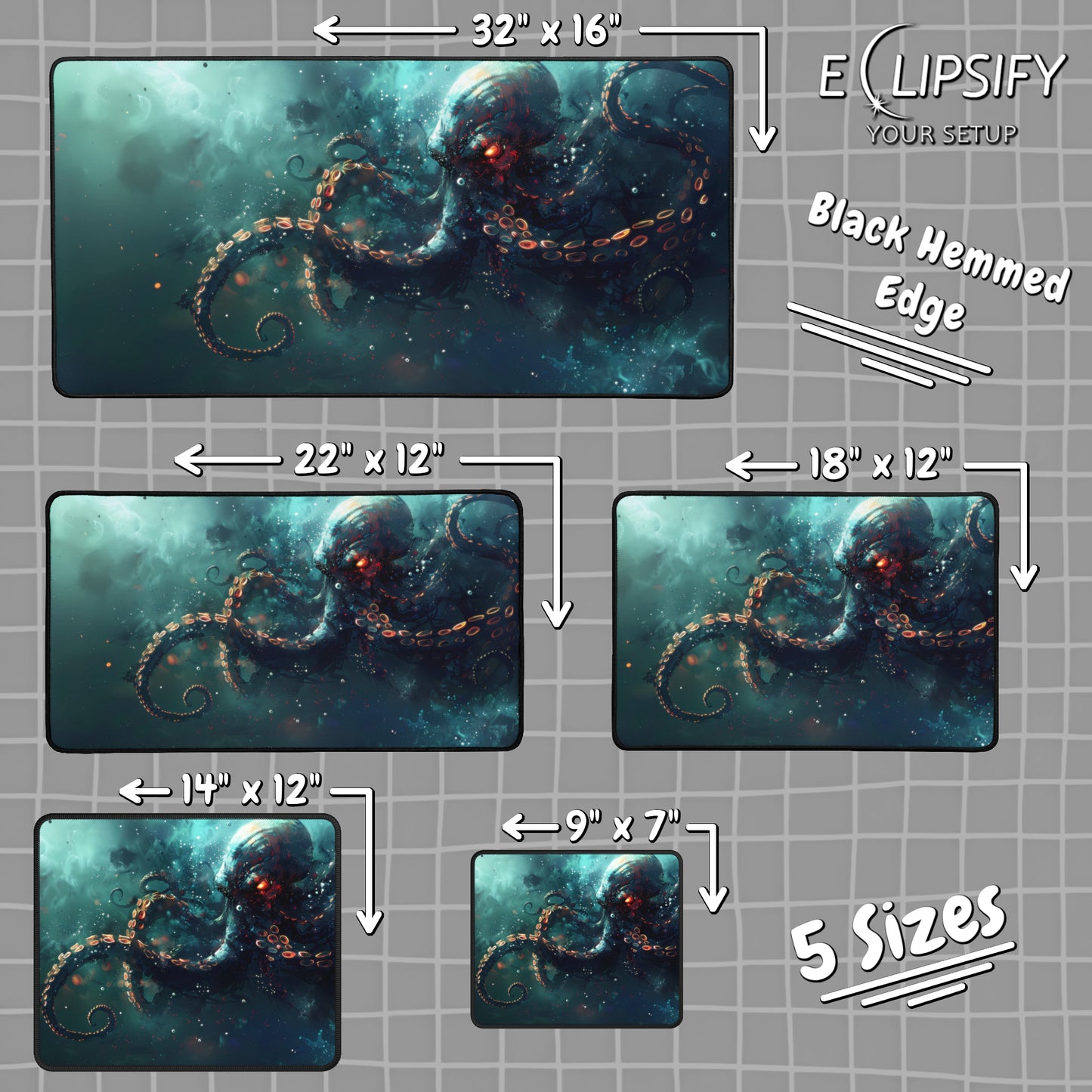 Depths Of Despair: Mythical Blue Kraken Gaming Mouse Pad