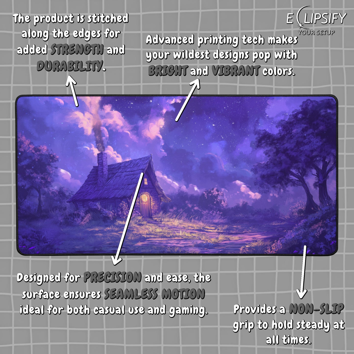 Cottage Glow: Purple Cosy Cottage Gaming Mouse Pad