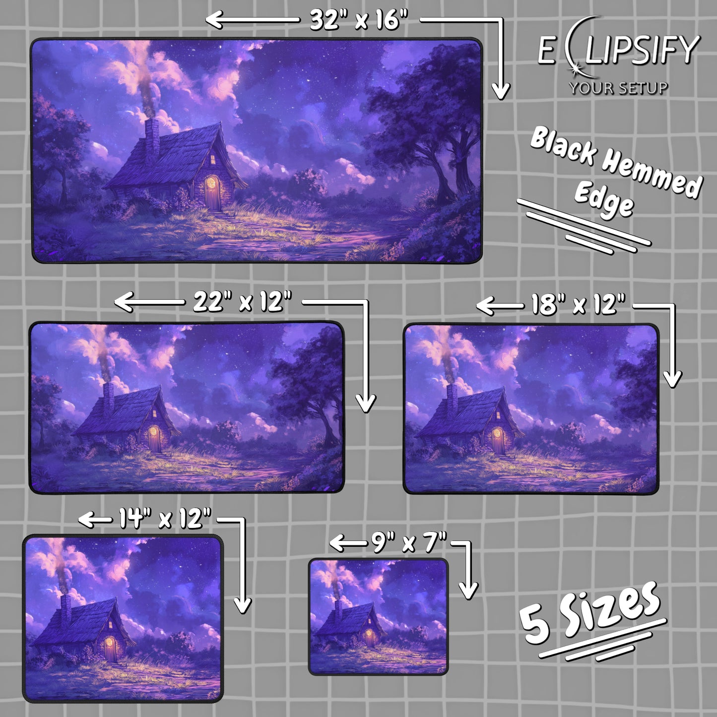 Cottage Glow: Purple Cosy Cottage Gaming Mouse Pad