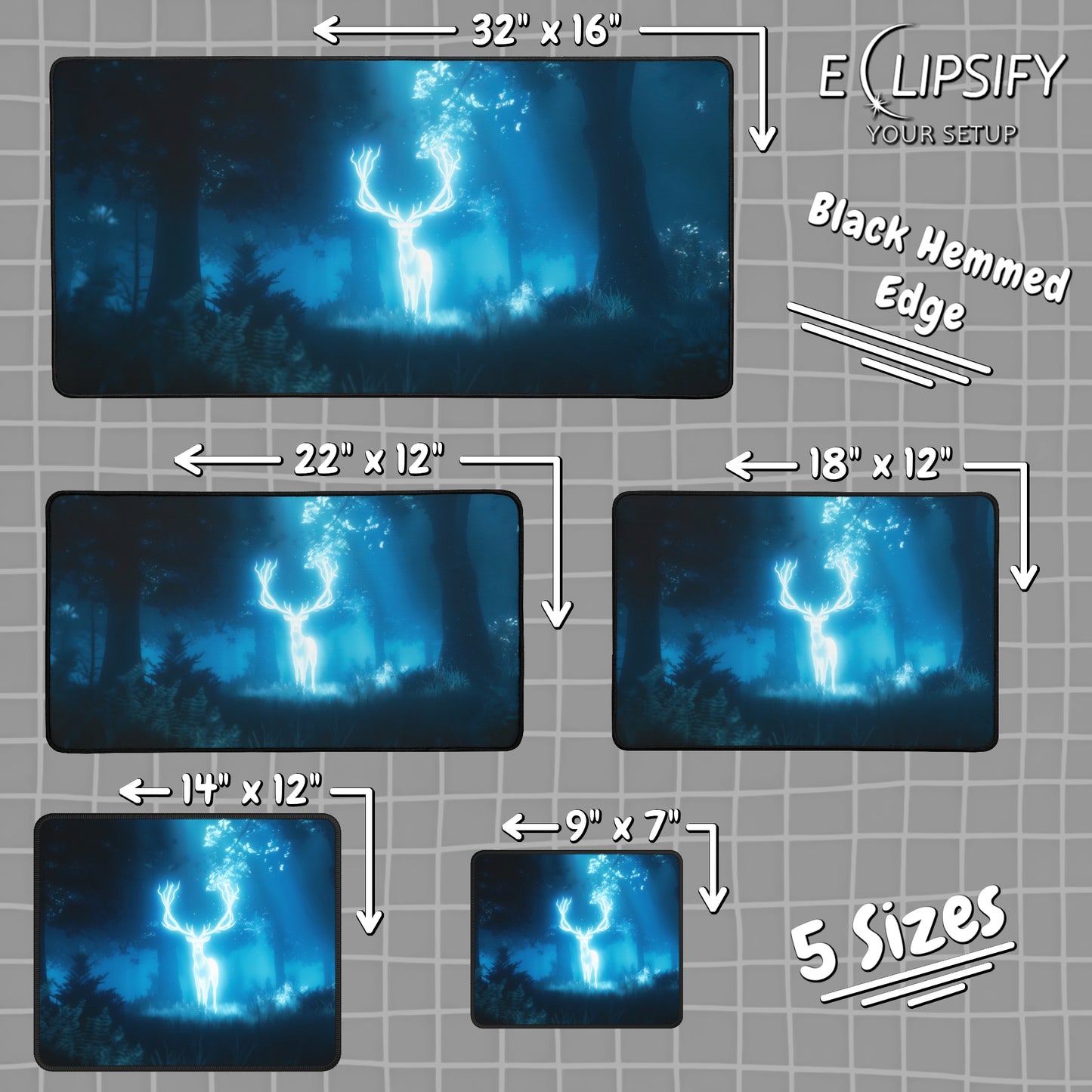 Glowing Antlers: Patronus Stag Gaming Mouse Pad
