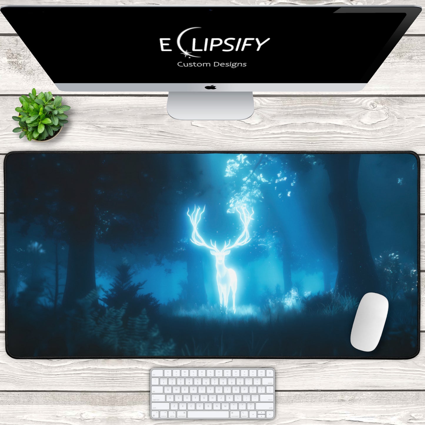Glowing Antlers: Patronus Stag Gaming Mouse Pad