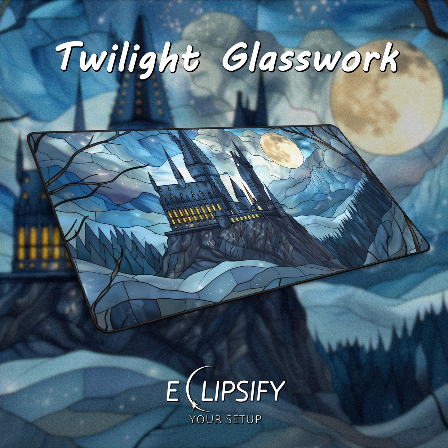 Twilight Glasswork: Magical Castle Gaming Mouse Pad