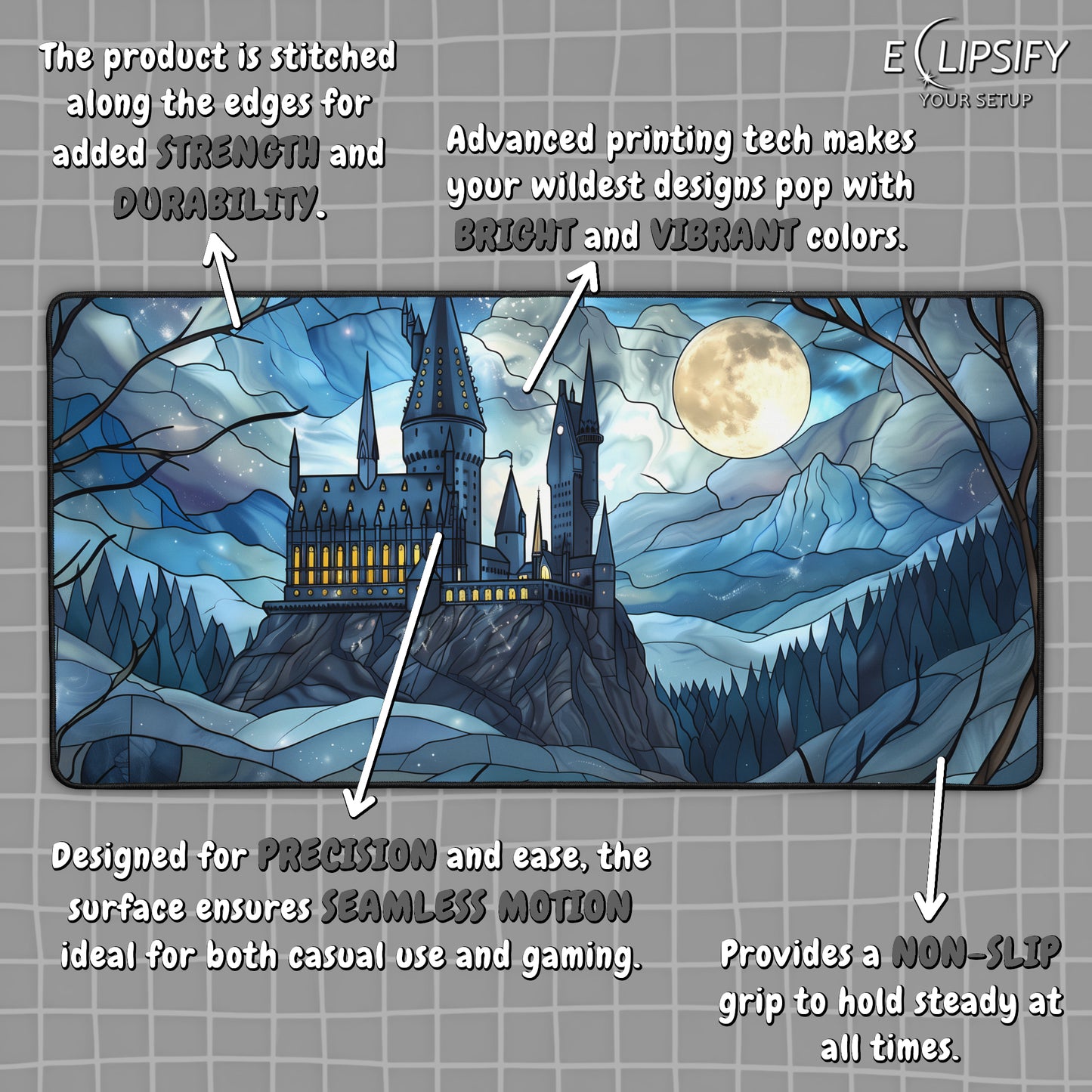 Twilight Glasswork: Magical Castle Gaming Mouse Pad
