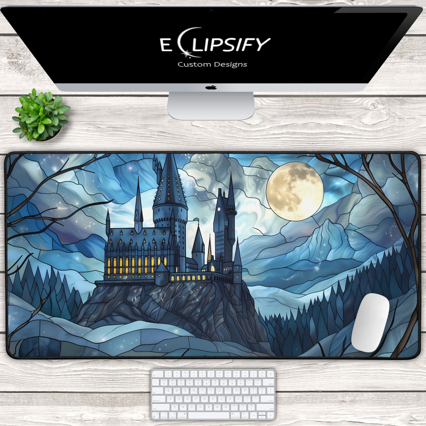 Twilight Glasswork: Magical Castle Gaming Mouse Pad