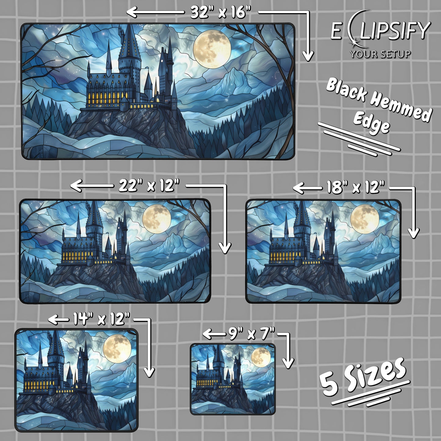 Twilight Glasswork: Magical Castle Gaming Mouse Pad