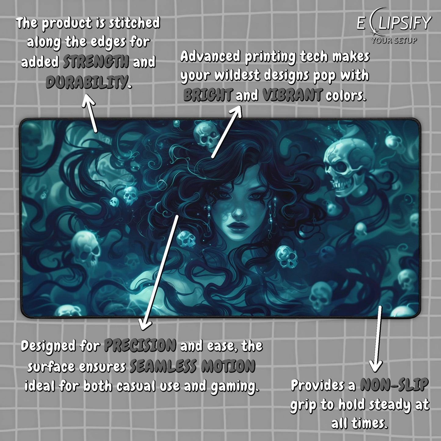 Stone Serpent: Medusa And Skulls Gaming Mouse Pad