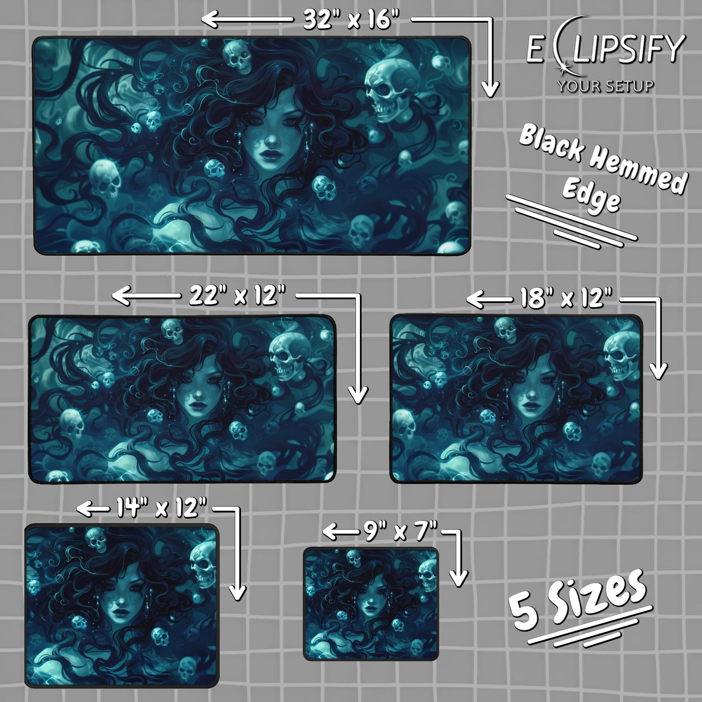 Stone Serpent: Medusa And Skulls Gaming Mouse Pad