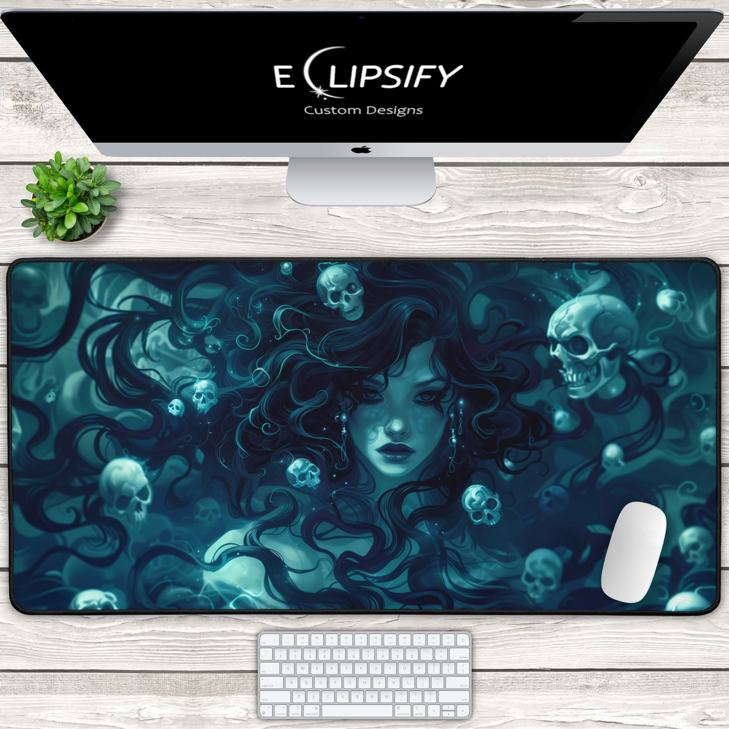 Stone Serpent: Medusa And Skulls Gaming Mouse Pad