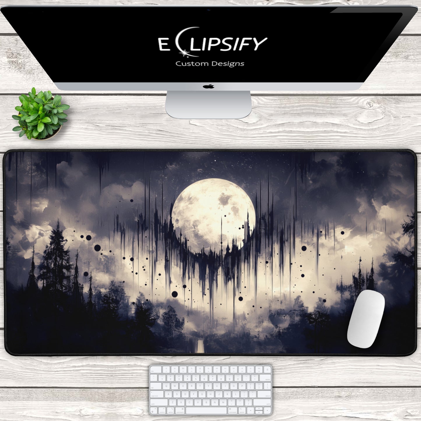 Midnight Mirage: Celestial Moon Mouse Pad