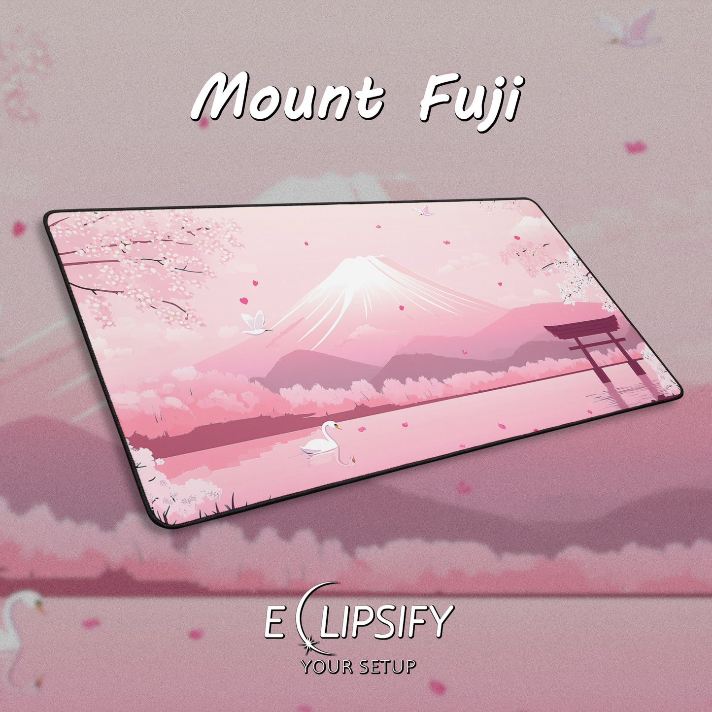 Mount Fuji: Kawaii Pink Gaming Mouse Pad